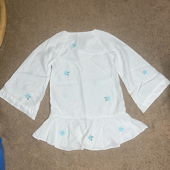 Andie x Fanm Mon The Serik Mini Dress Linen Embroidered Floral White Medium - Picture 10 of 13